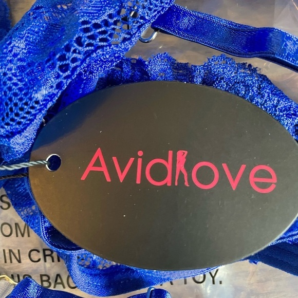 Avidlove Blue Lace Bra and Garter. New with tags Size Large - Picture 6 of 10